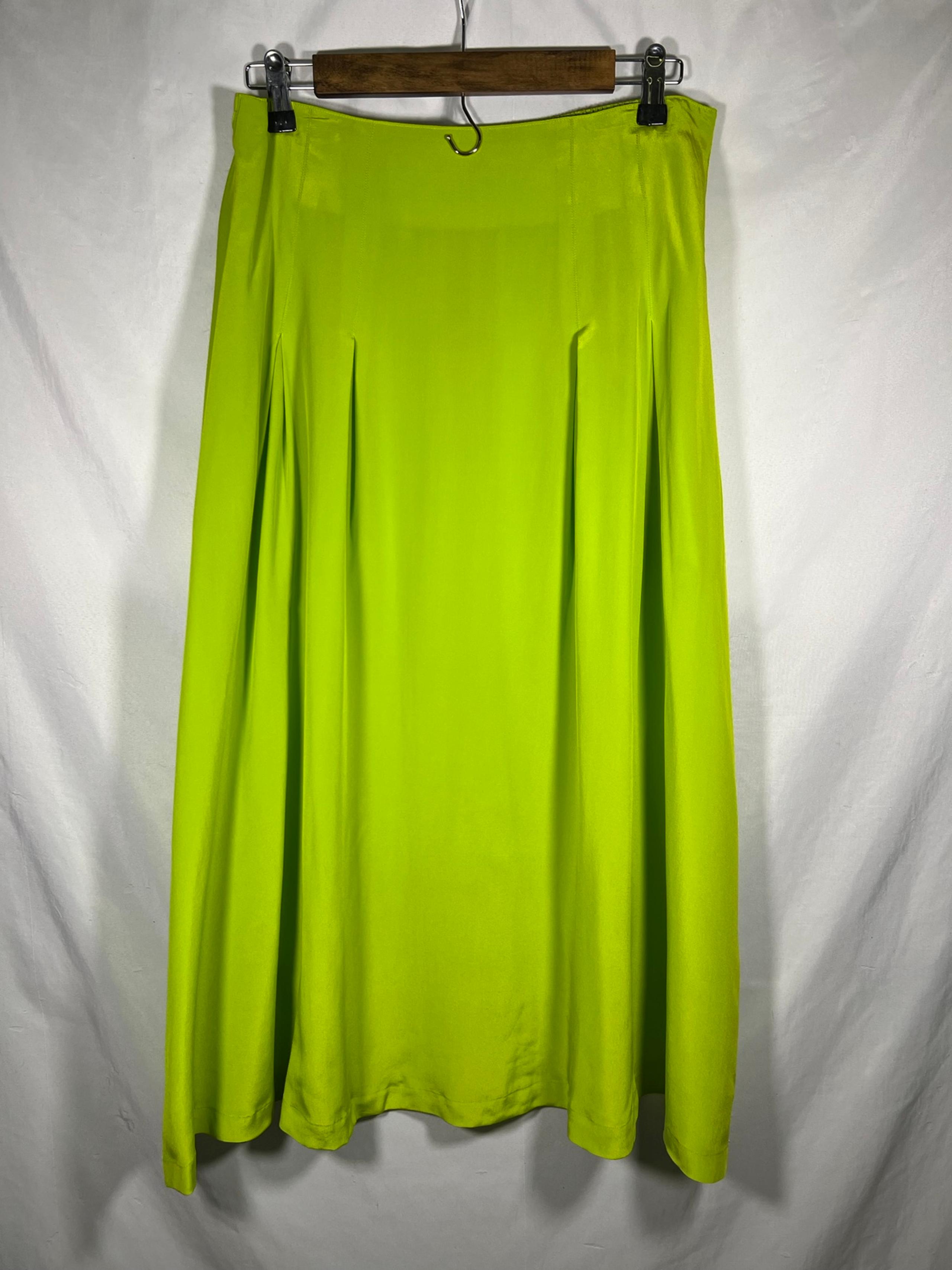 Vintage Rare Diane Von Furstenberg bright lime green Maxi Skirt.