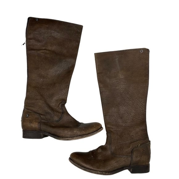 FRYE Melissa Brown Leather Button Back Zipper Leather Boots size 8B