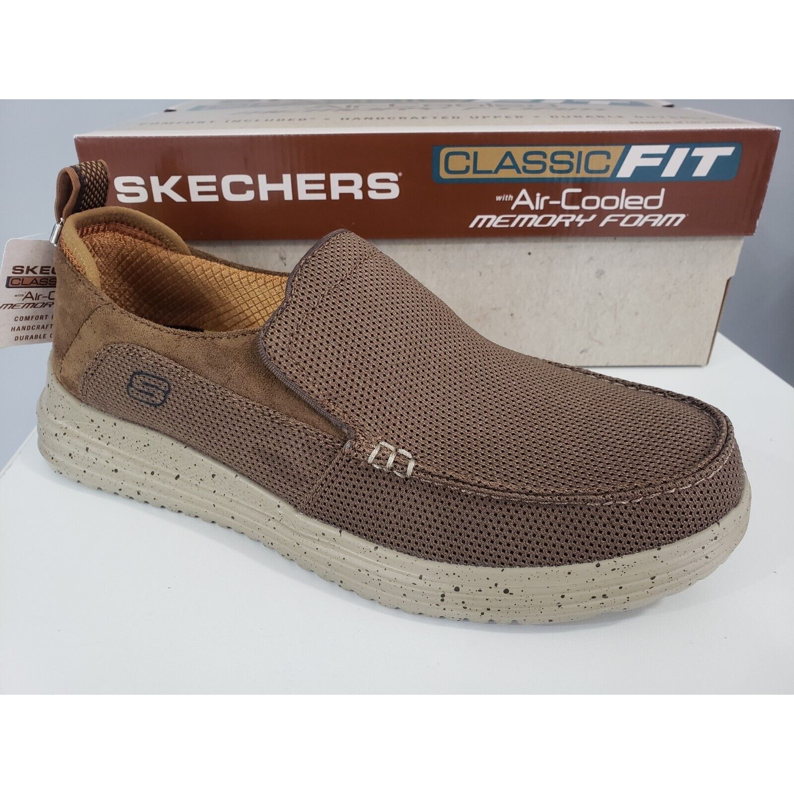 NEW Skechers Mens Proven Renco Loafer SIZE 8.5 Slip On Brown Dress Shoe Casual