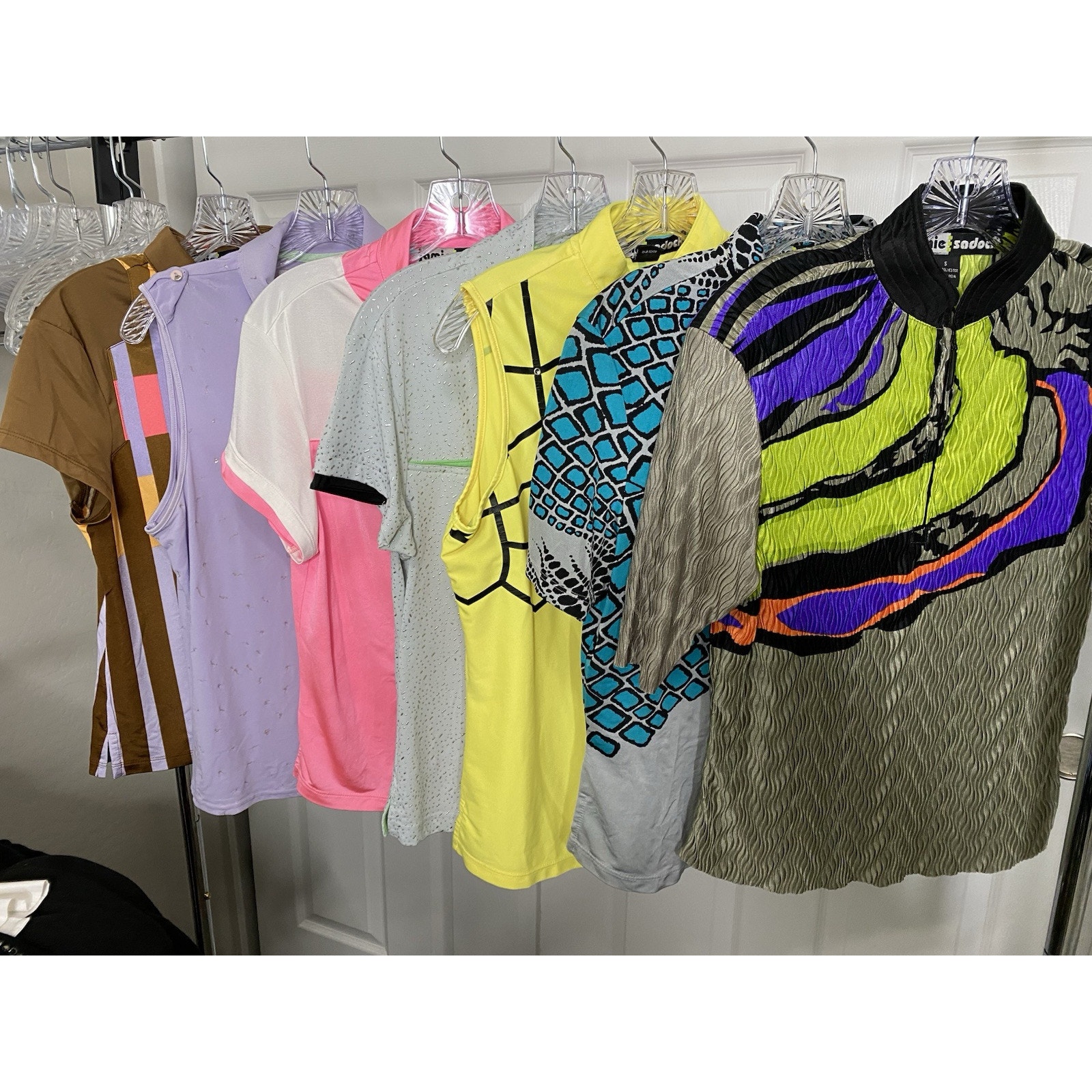 Jamie Sadock Tops LOT OF 7 Womens Sz S Golf/Tennis Colorful Abstact Artsy Polo