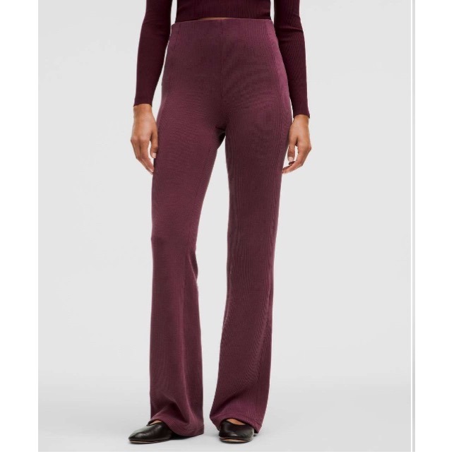 Lululemon Ribbed Softstreme Flared Lounge Pants High Rise Garnet Size 8