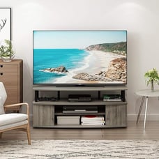 Large Entertainment Stand for TV Up to 55 Inch, French Oak Grey/Black
