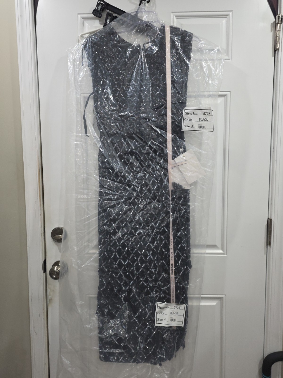 Mac Duggal 5776 - Fringe Detail Cap Sleeve Dress Size 4 Black