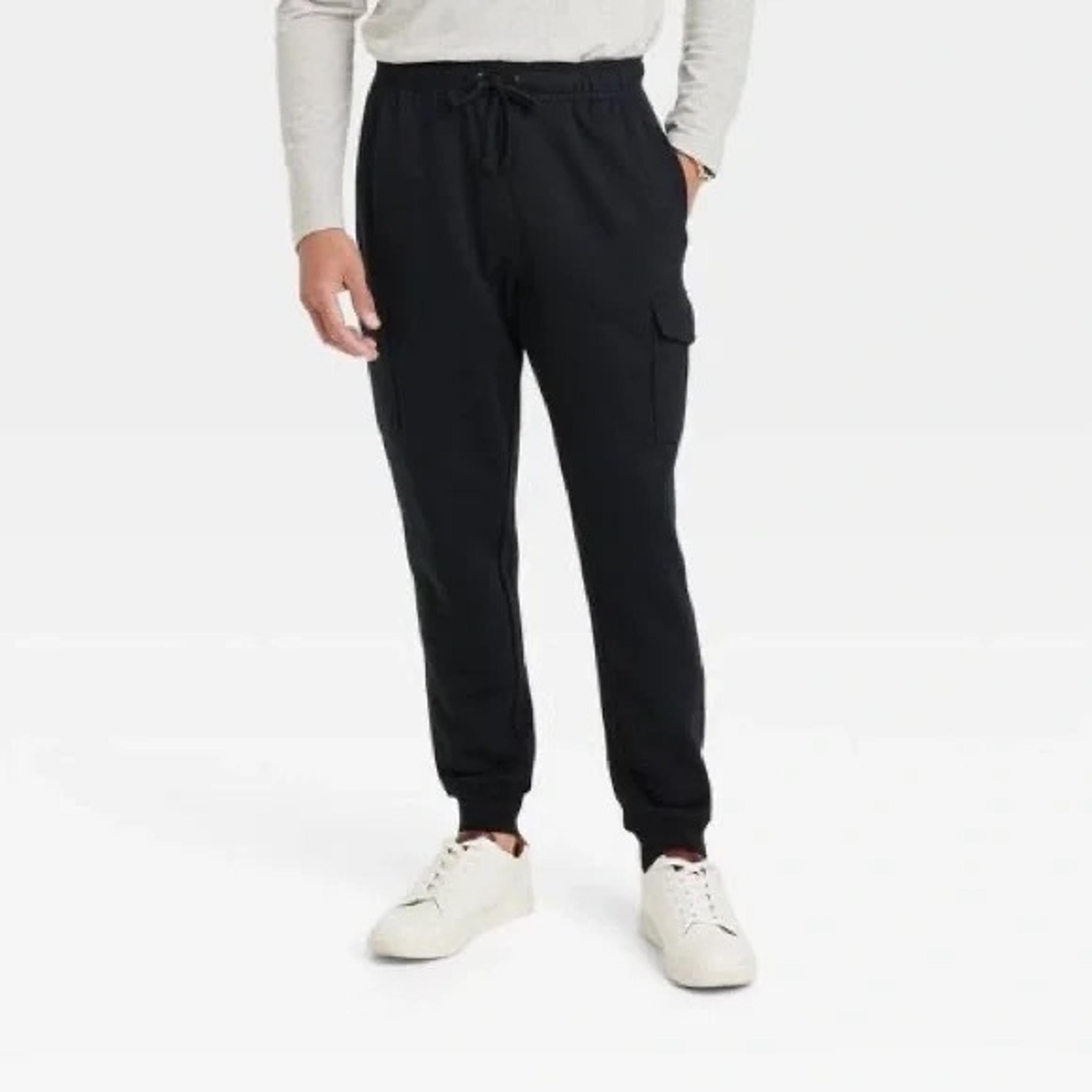 Goodfellow & Co Black Tapered Fleece Cargo Jogger Pants