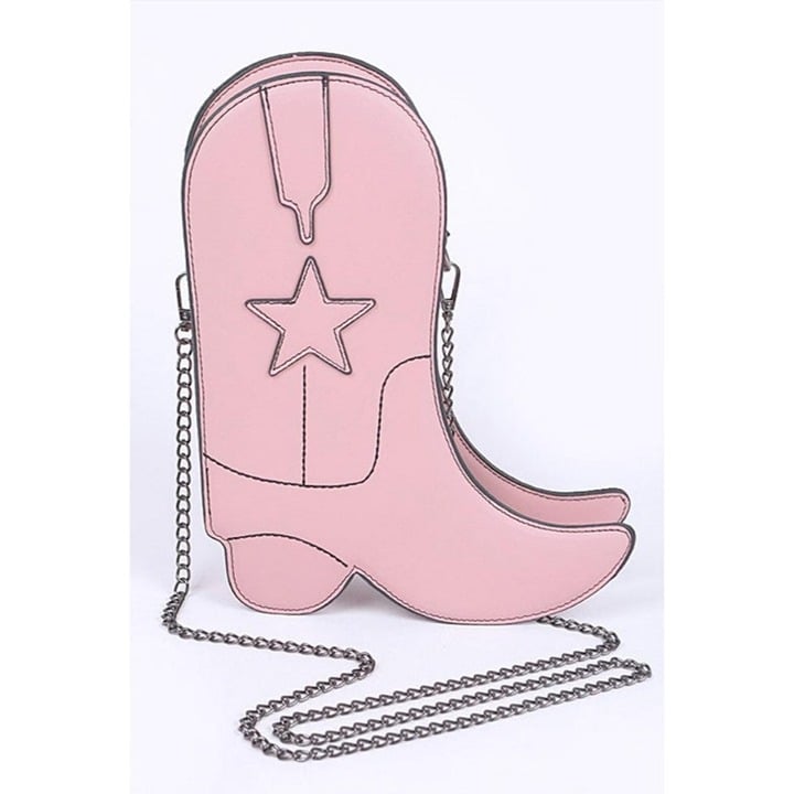 Country Western Boot Convertible Purse Shoulder Novelty Bag Cowgirl PINK