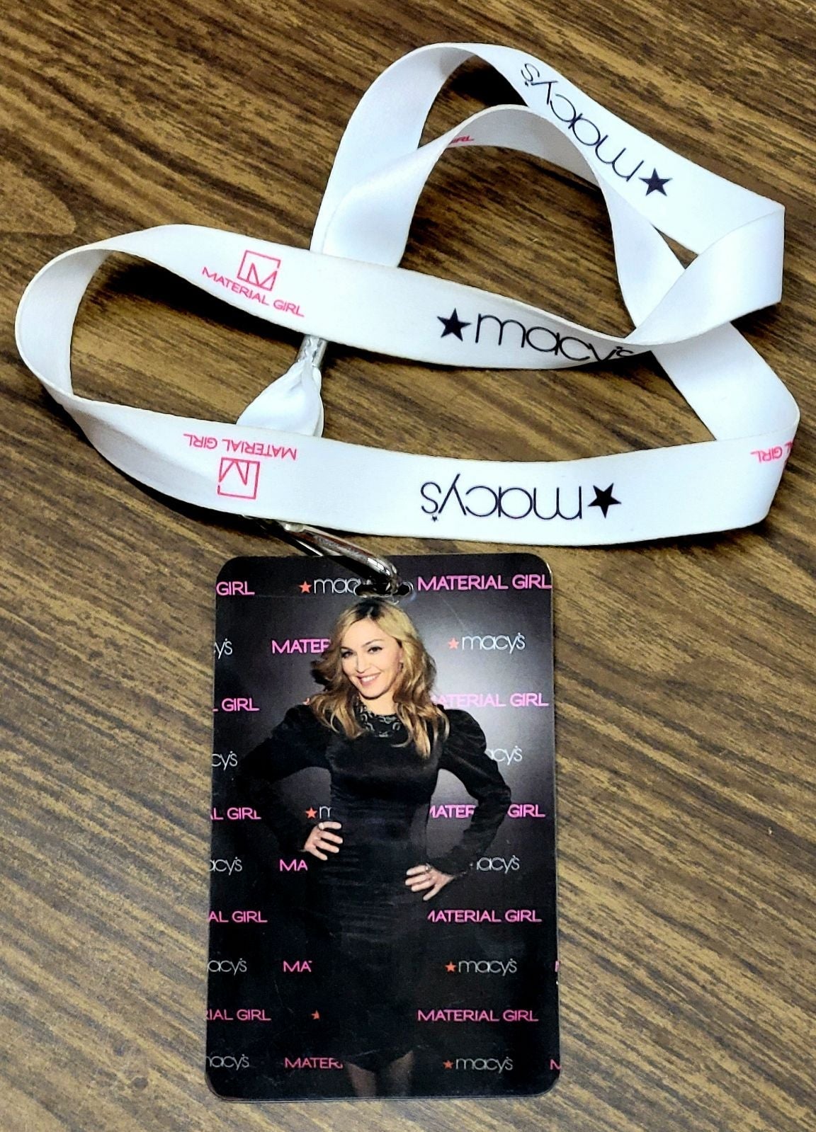 MADONNA RARE LANYARD PASS FOR MATERIAL GIRL PROMO EVENT AT MACY'S NYC ON 9/22/10