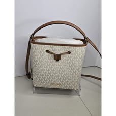 Michael Kors MK Signature Vanilla PVC Crossbody Messenger Bucket Bag