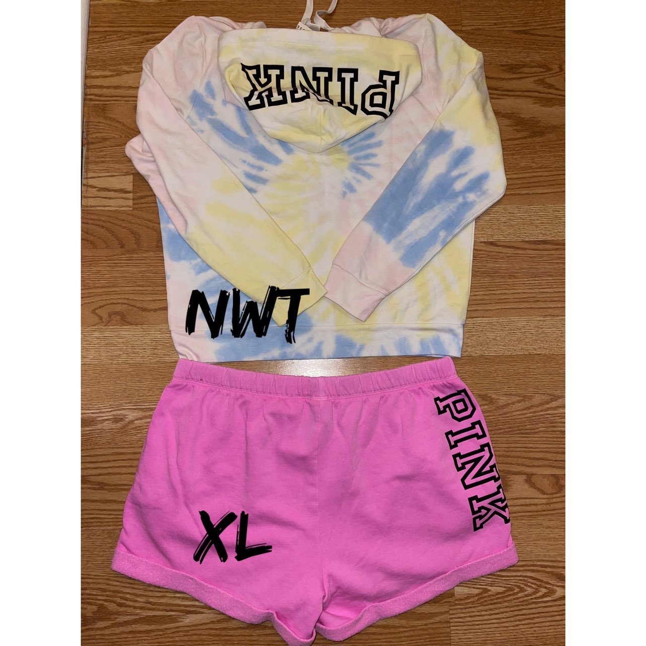 VS PINK Tie Dye Hoodie Boyfriend shorts