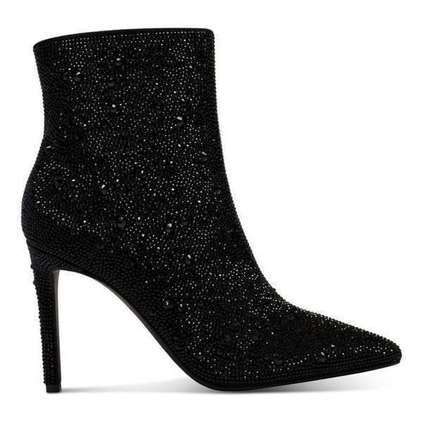 Black rhinestone booties