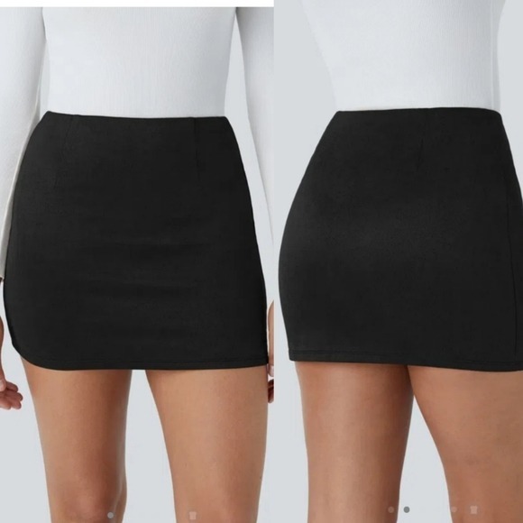 NWT Halara | High Waisted Black Faux Suede Mini Skort