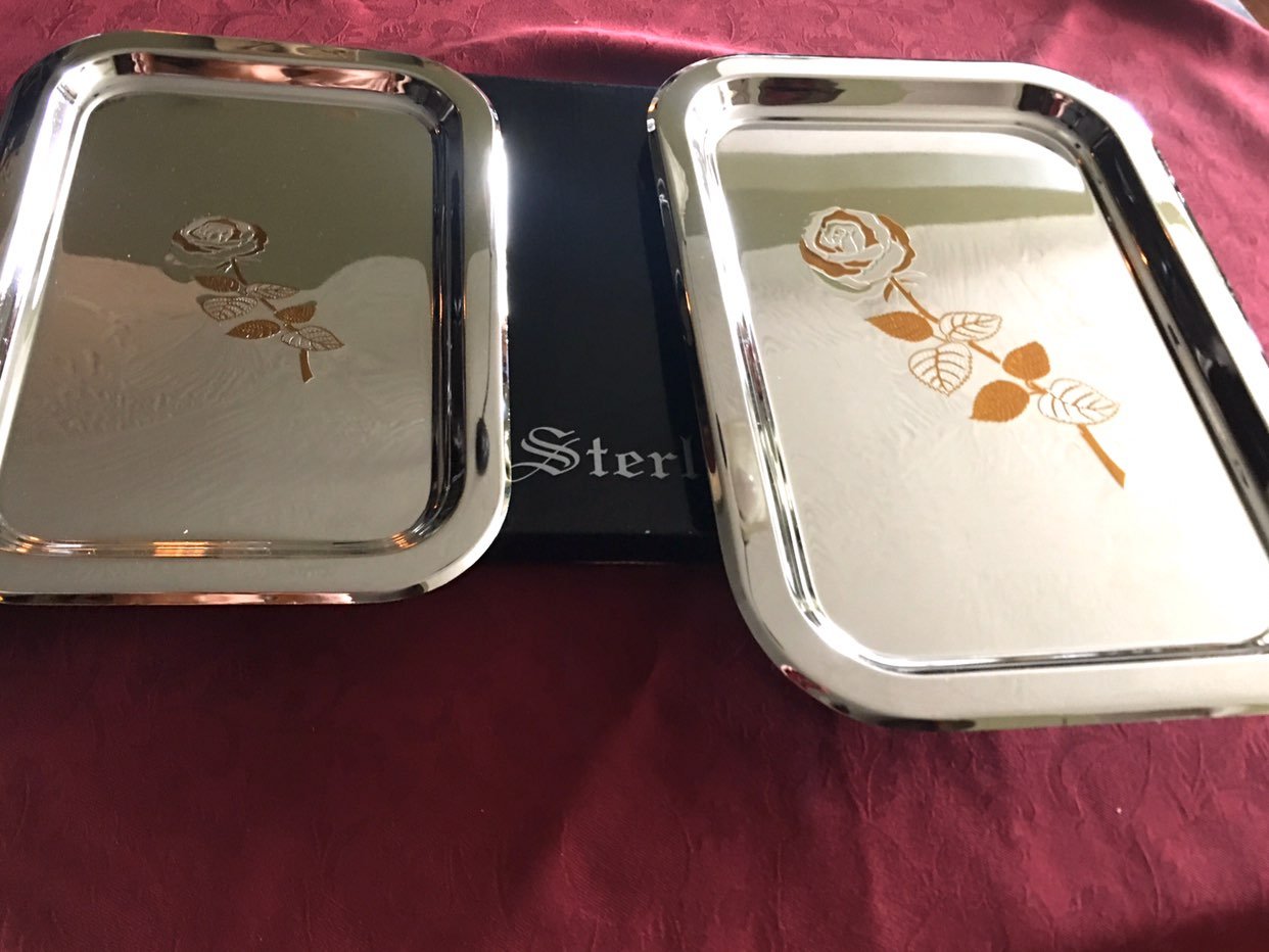 Sterlingcraft Serving Tray Rose/Gold Des