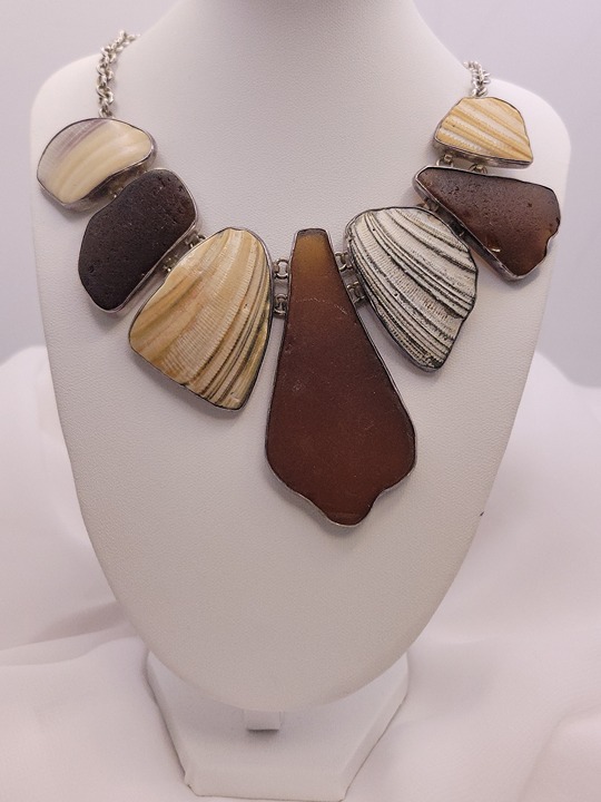 Chunky Sterling Silver Seashell Necklace