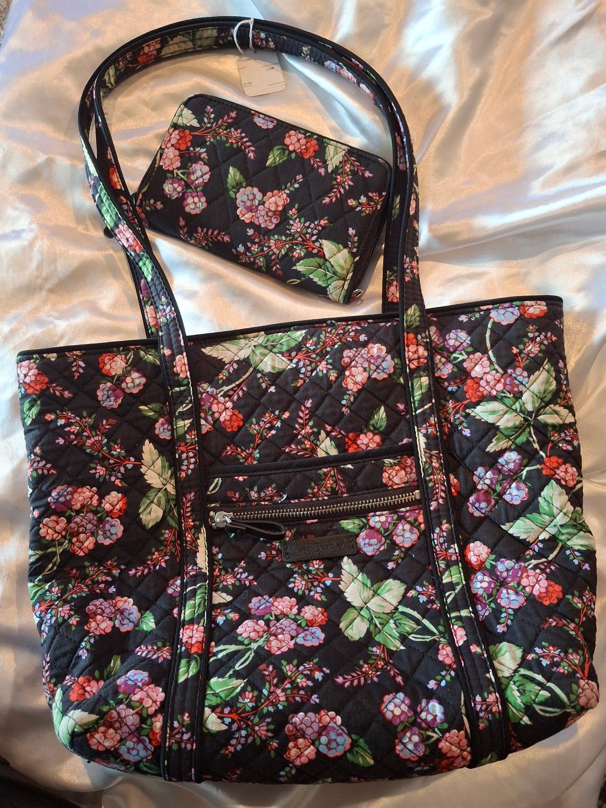 Vera Bradley Floral and Black, Quilted Tote and Wallet Set. NWOT.