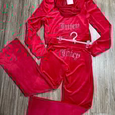 JUICY COUTURE Velour (2) Pc Hooded Tracksuit Size Large NWT Retail 199 Coco Red