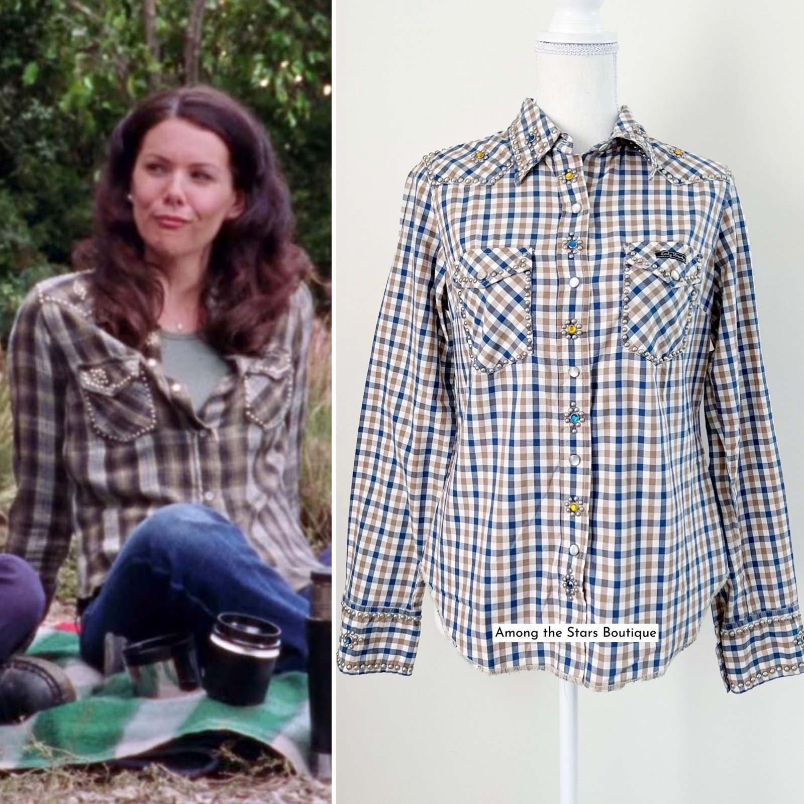 Vintage Studded Plaid Flannel Alt. ASO Lorelai Gilmore in Gilmore Girls