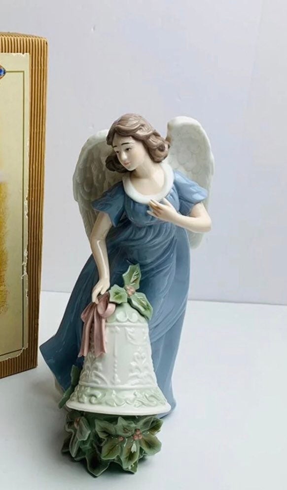Grandeur Noel Christmas Porcelain Angel with bell figurine