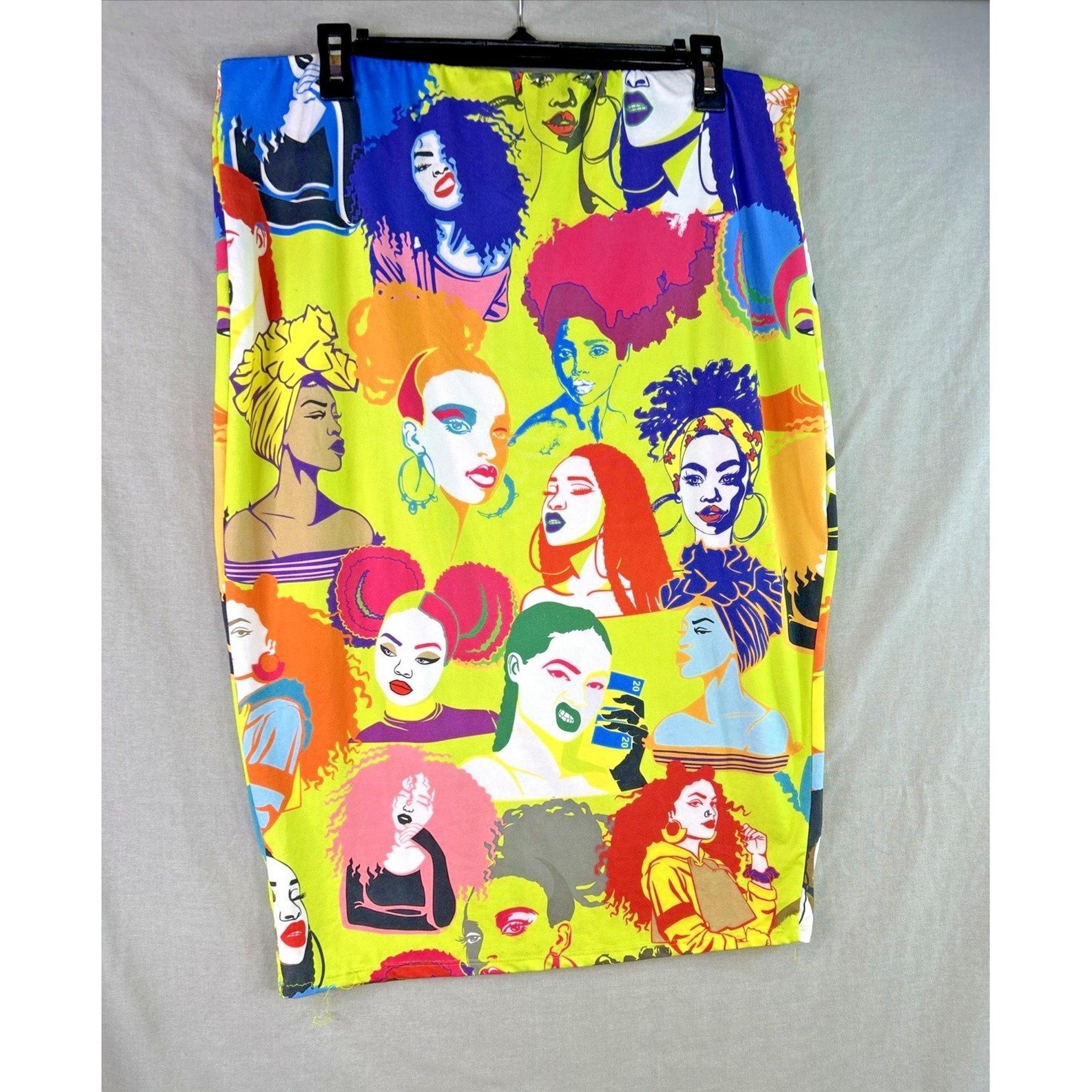 Love J Skirt Womens Pop Art Urban Festival Colorful Soft Elastic Waist Y2k 90's