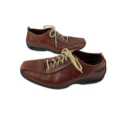 *Cole Haan Brown Leather Lace Up Shoes Mens Size 10M Casual Seamed Loafer C04781
