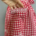 Vintage Half Apron‎ Checkered Red White Embroidery Retro Hostess Quaint Classic