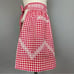 Vintage Half Apron‎ Checkered Red White Embroidery Retro Hostess Quaint Classic