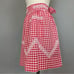 Vintage Half Apron‎ Checkered Red White Embroidery Retro Hostess Quaint Classic