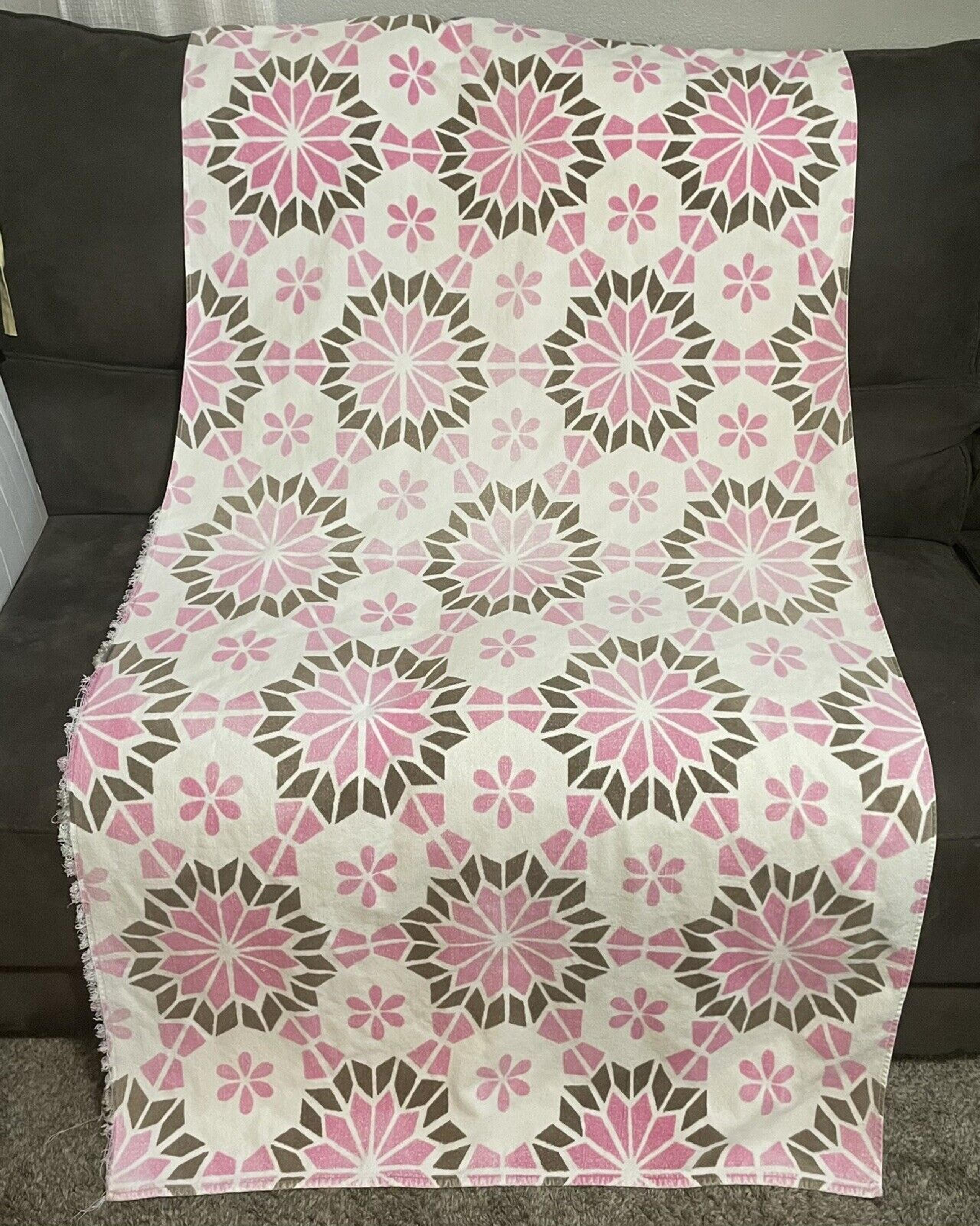Lands End Beach Towel 72x36 Pink Gray Geometric Floral Brazil Cotton See Details