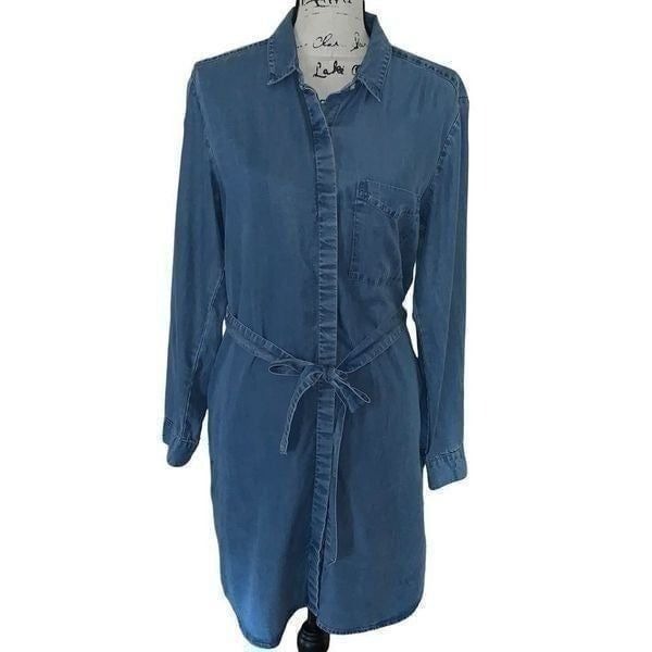 GAP soft belted blue Jean long-sleeve dress small