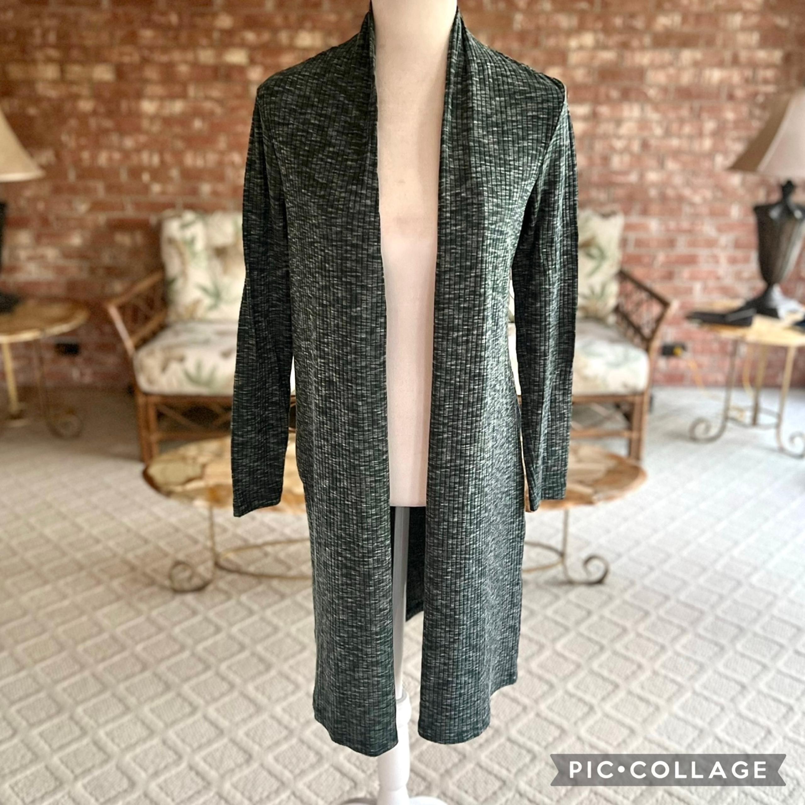 Bobeau Green Heathered Knit Long Duster Sweater XS