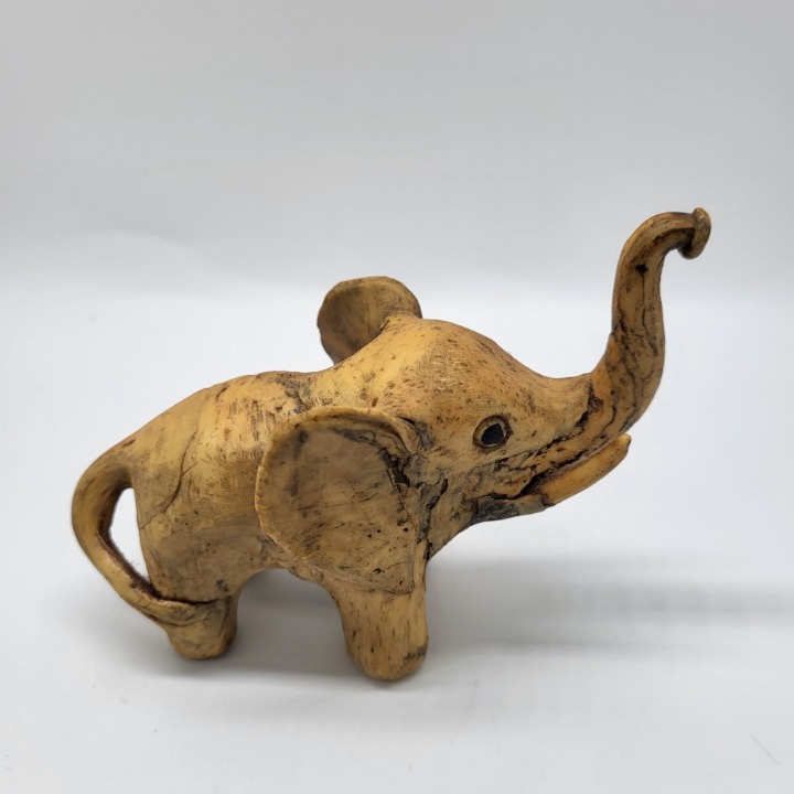 Vintage Carved Crushed Oyster Lucky Elephant 4 inch