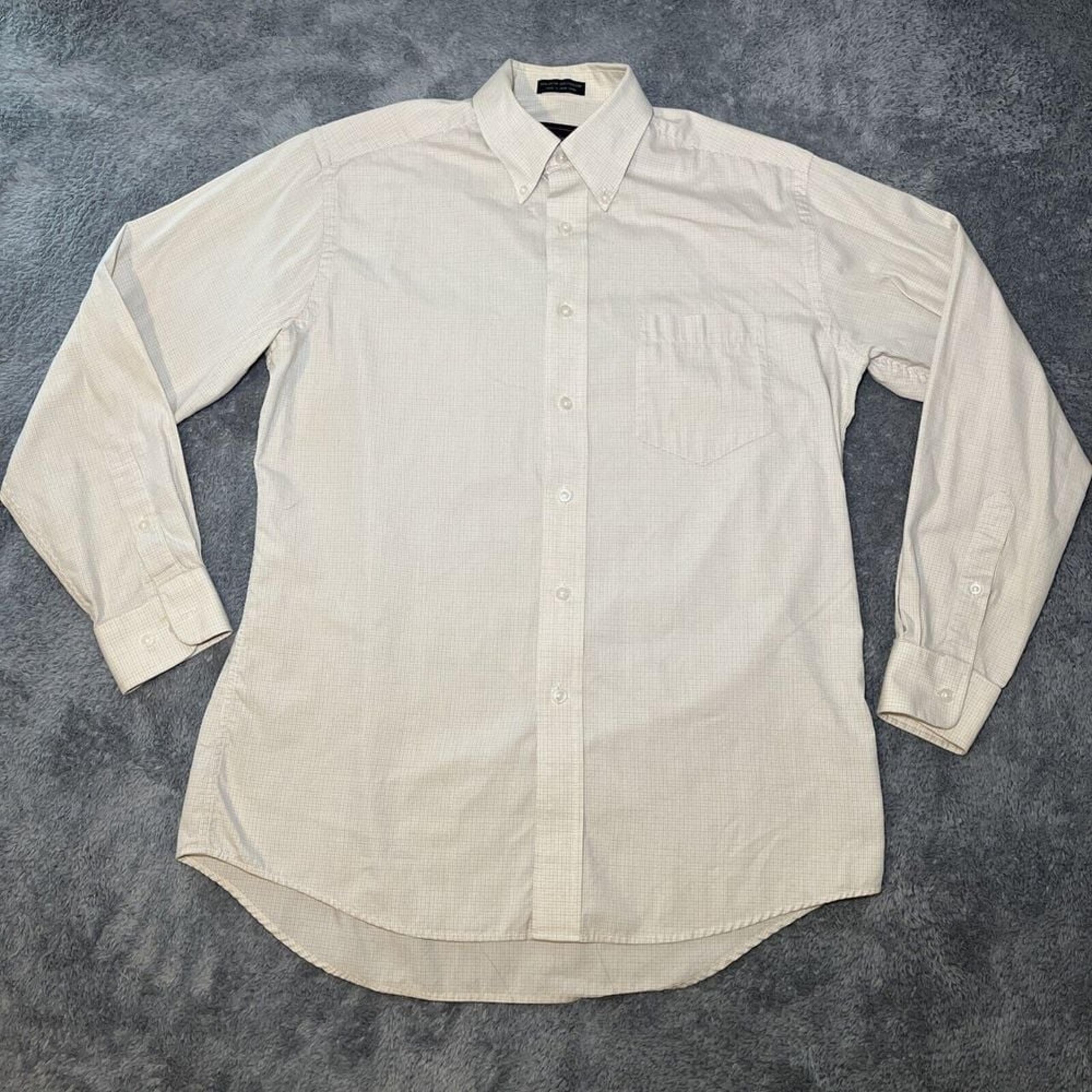 Barrington Mens Shirt Size 15.5 (32/33) Button Up Long Sleeve White Brown Shirt