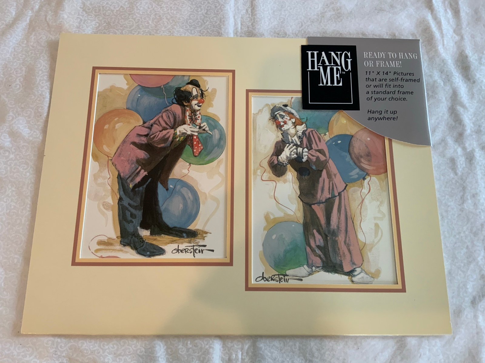 Vintage Chuck Oberstein Clown Print W Two Prints in One Size 11”x14”