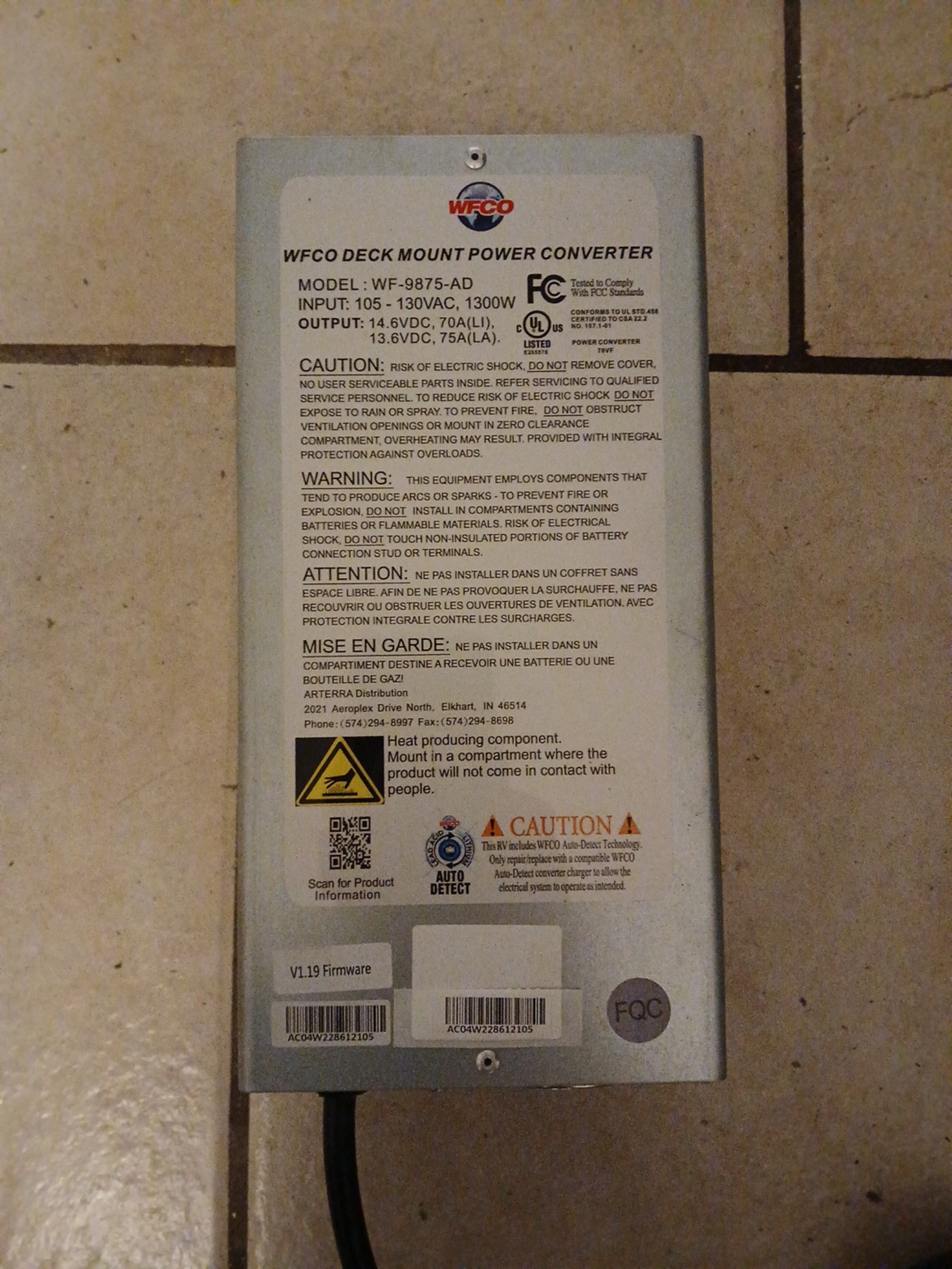WFCO 9800-AD Series RV Convertor