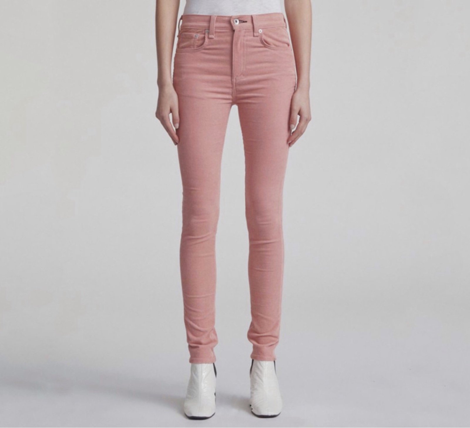 New! 195 RAG & BONE High Rise Corduroy Skinny Pants Cameo Color Size 24