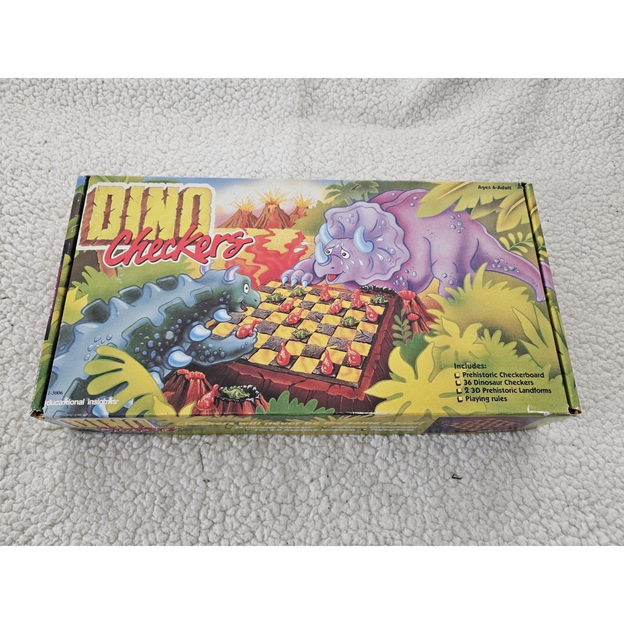 Vintage Dino Checkers Board Game by Educational Insights Complete 1992 Version