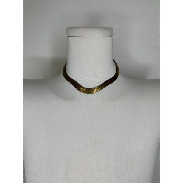 Vintage Modernist Hammered Metal Choker Necklace
