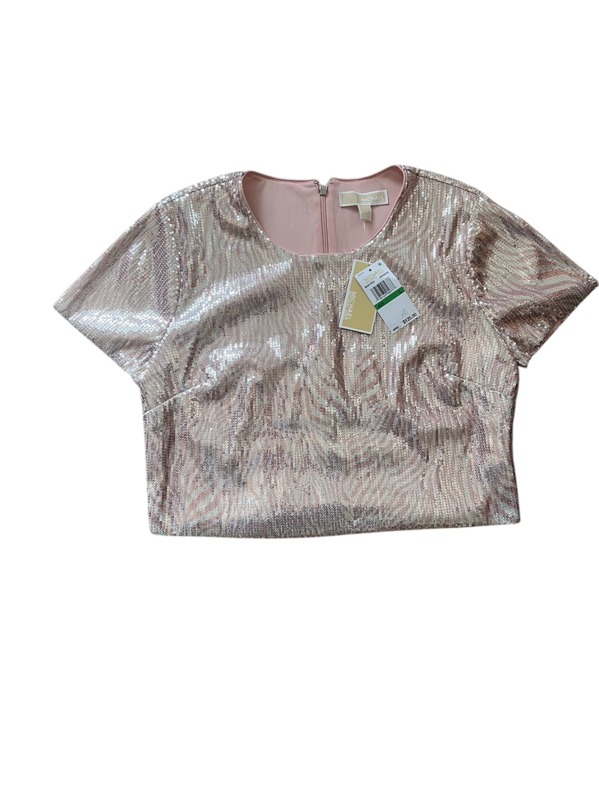 Michael Kors Sequined Zebra-Print Cropped Top | Large NWT
