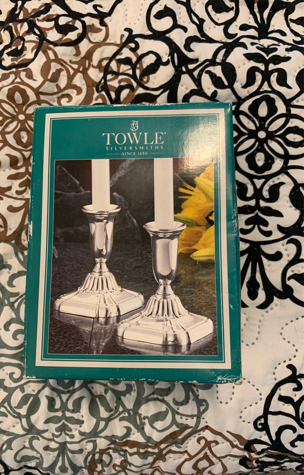Silver candle holder pair new in box