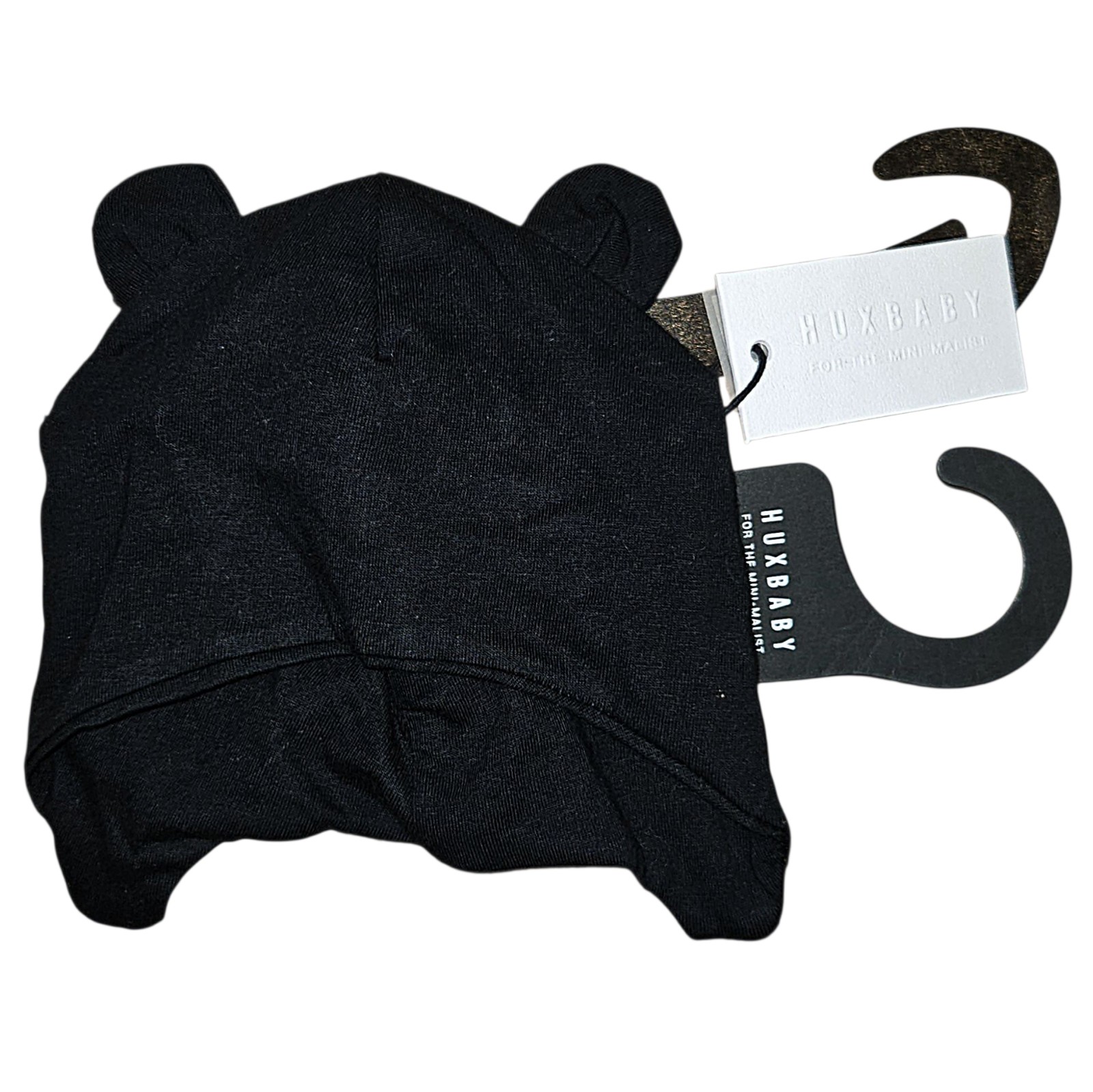 NWT HUX BABY 100% Organic Cotton Black Bear Hat, NB to 8 Months