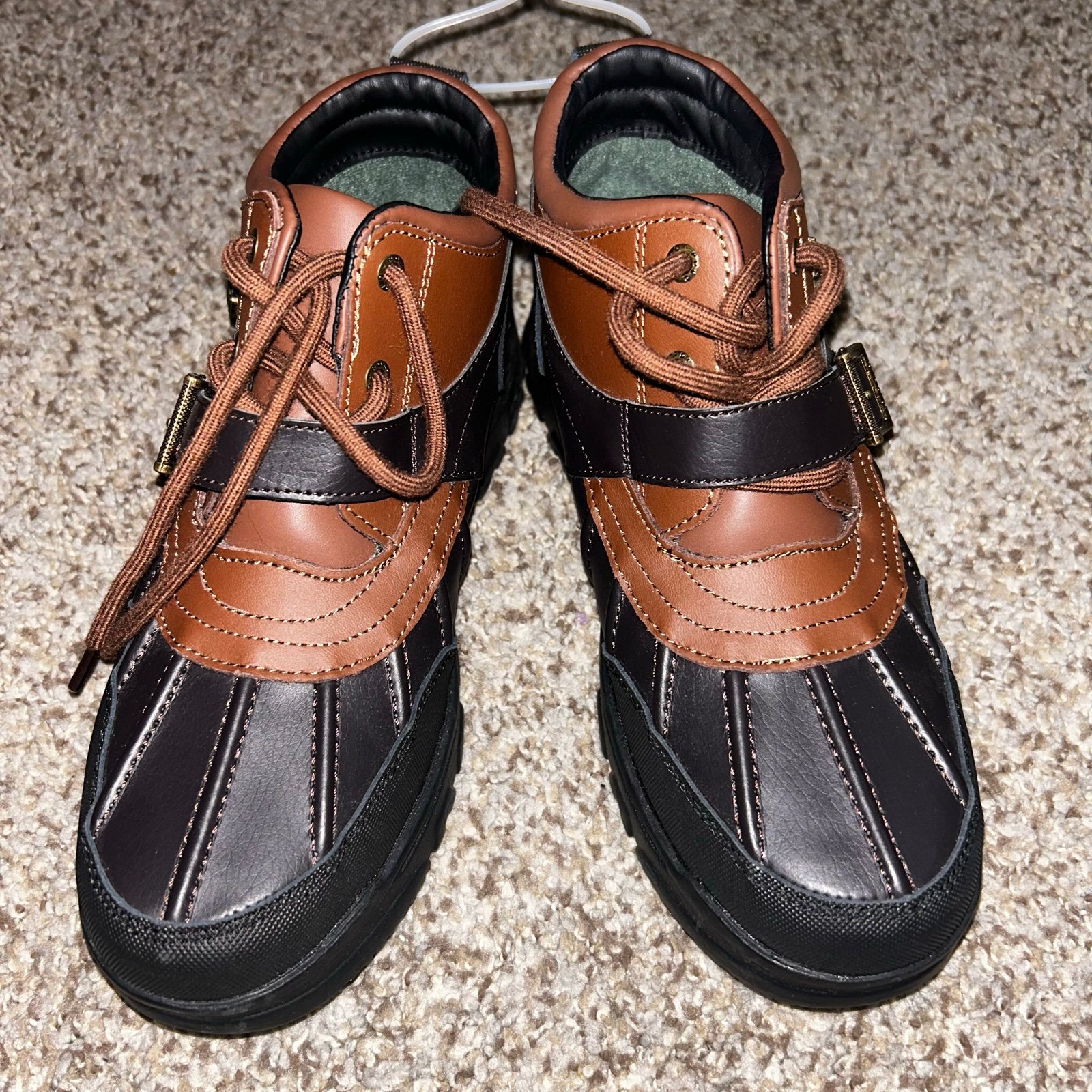 POLO RALPH LAUREN Dover Boot Chocolate Leather Combat Boy’s Size 6 New