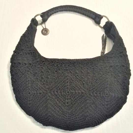 The SAK Original BOHO Hobo Black Crochet Knit Shoulder Purse Handbag The SAK Original BOHO Hobo Black Crochet Knit Shoulder Purse Handbag