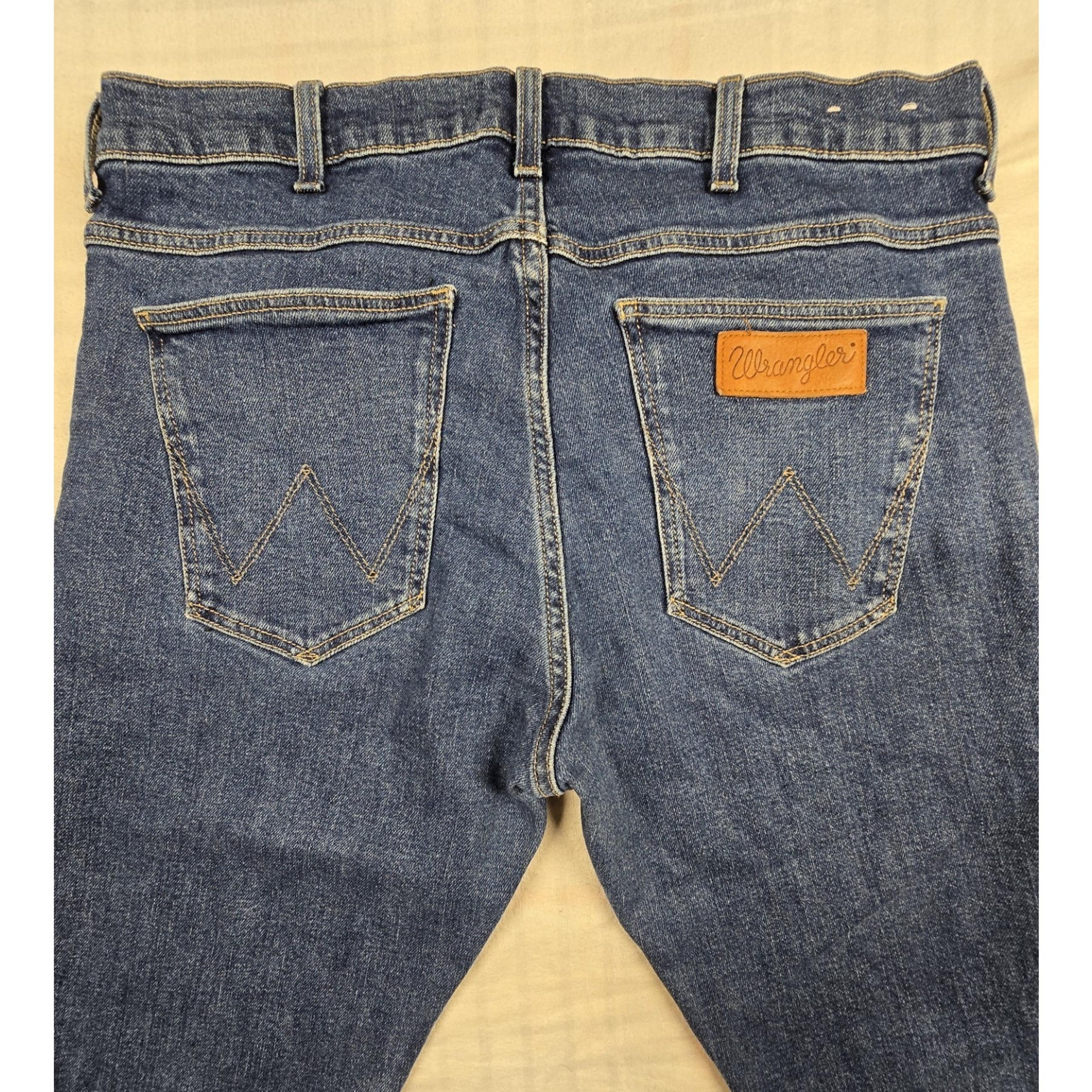 Wrangler Mens Larston Jeans Slim Tapered Stretch Waist Embroidered 34 x 32