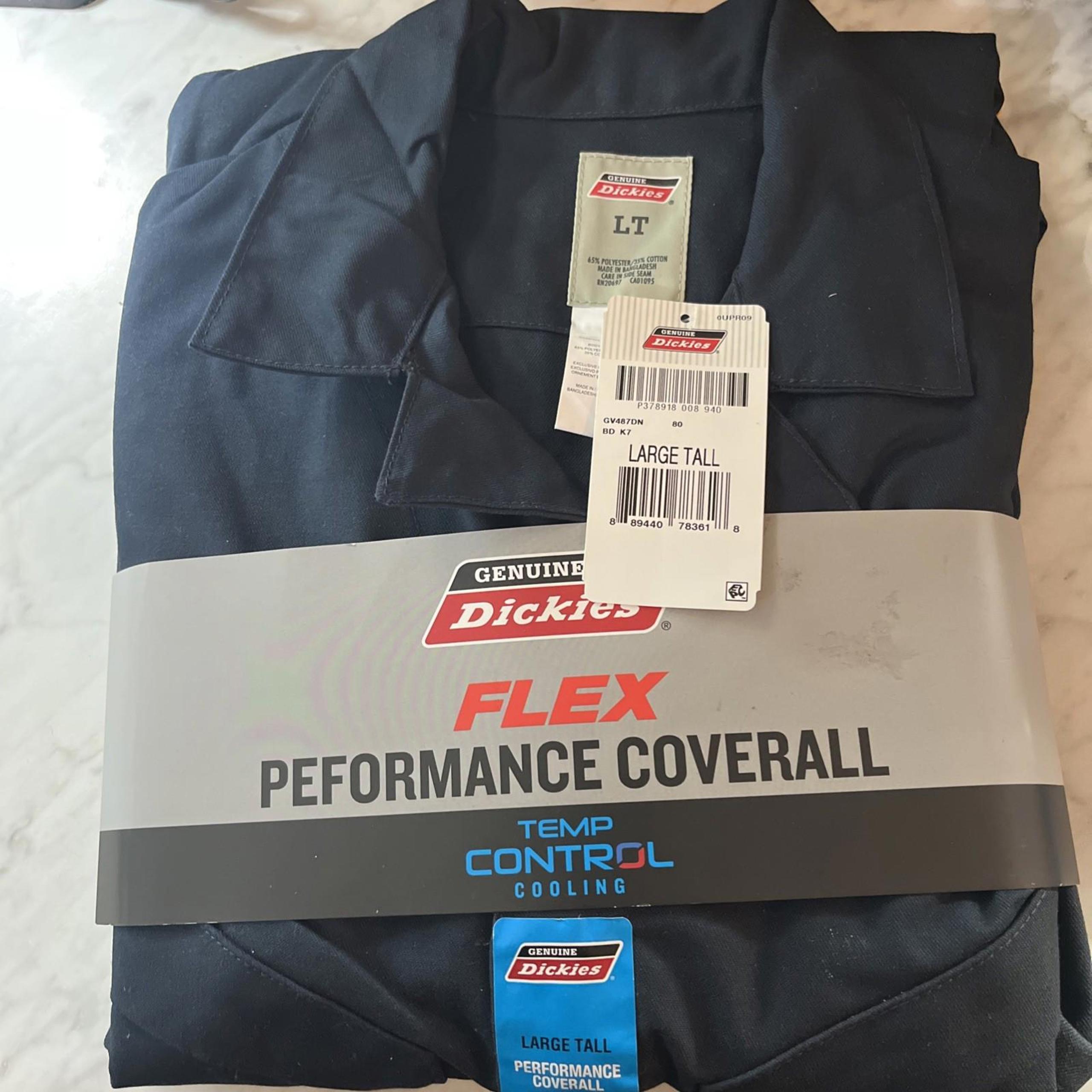Genuine Dickies Men's Performance Coverall Sz L Tall Blue Temp Control Cooling