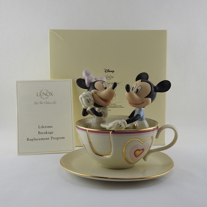 Lenox Disney 24K Gold Figurine Mickey Teacup Twirl Minnie Mouse Mad Tea Party