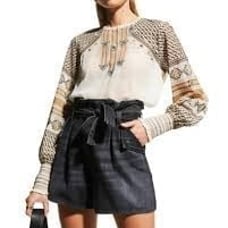 VERONICA BEARD Isabella Embroidered Boho Peasant Top in White