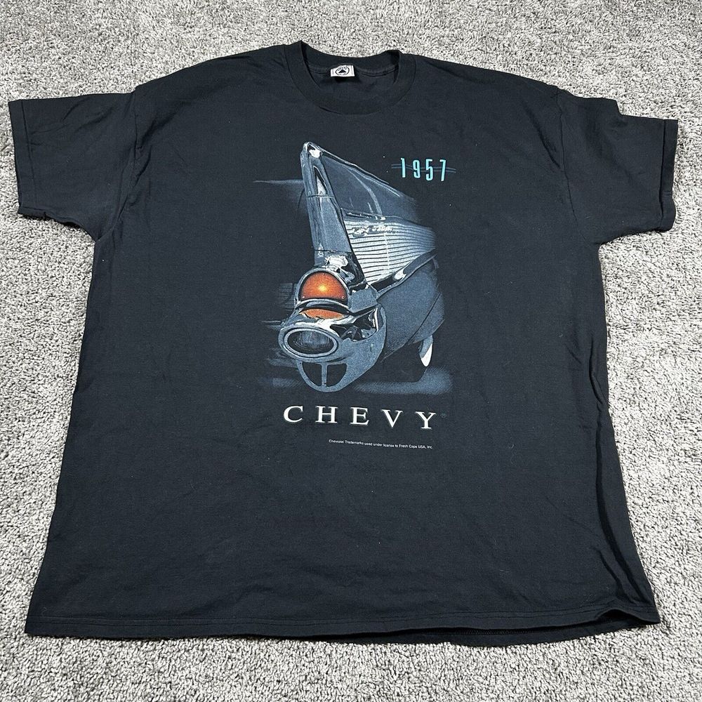 Vintage 1957 Chevy Bel-Air Black Graphic T-Shirt Size XXL