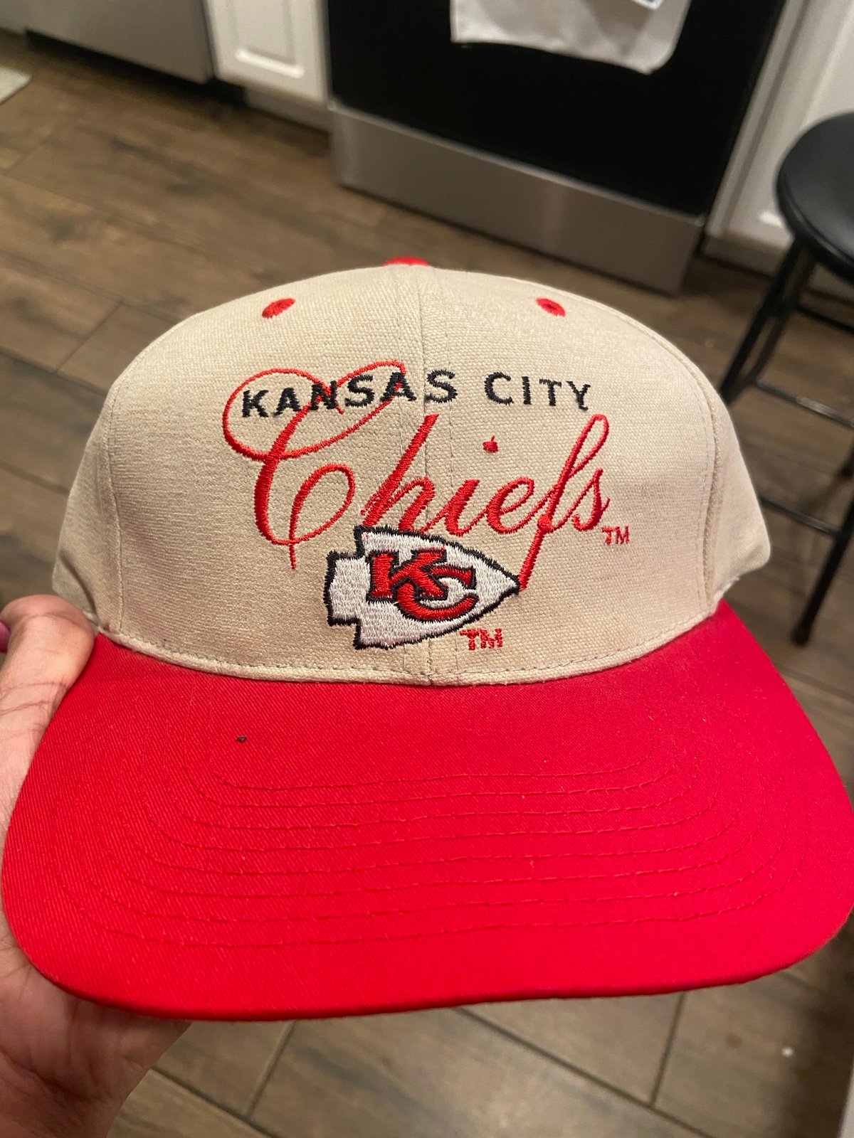 Kansas City Chiefs Hat NFL VTG Strapback Embroidered Logo Cursive Cap Vintage