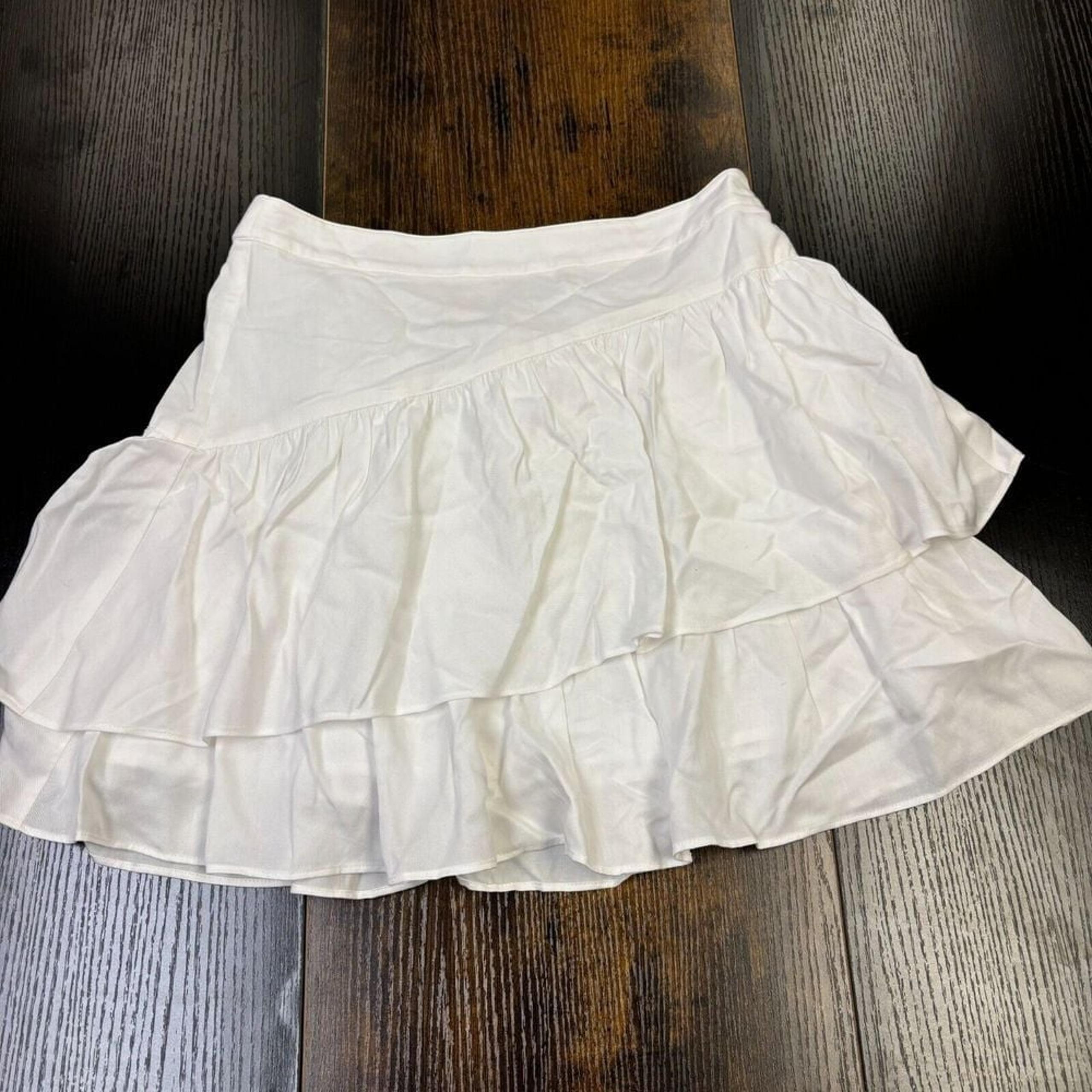 Emily McCarthy Womens White Tiered Mini Skirt Size Small Boho Ruffle MSRP $150