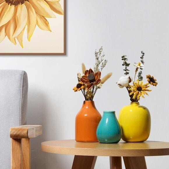 New Set of 3 Ceramic Vases, Colourful Decorative Vases for Home Decoration