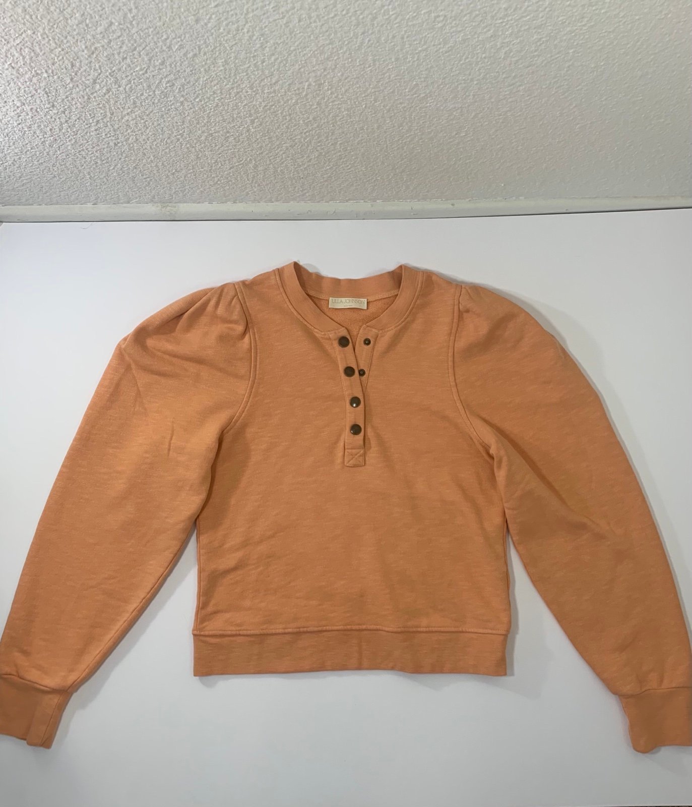 Ulla Johnson Asher Orange Puff Sleeve Sweatshirt Sz S