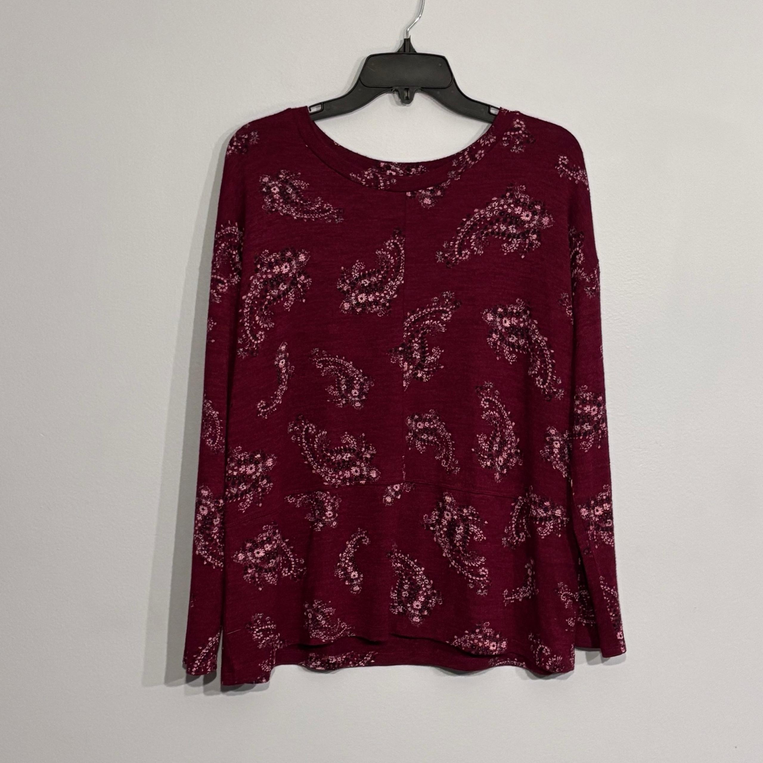 Liz Claiborne | Women’s Scoop Neck Paisley Print Long Sleeve Knit Top Blouse